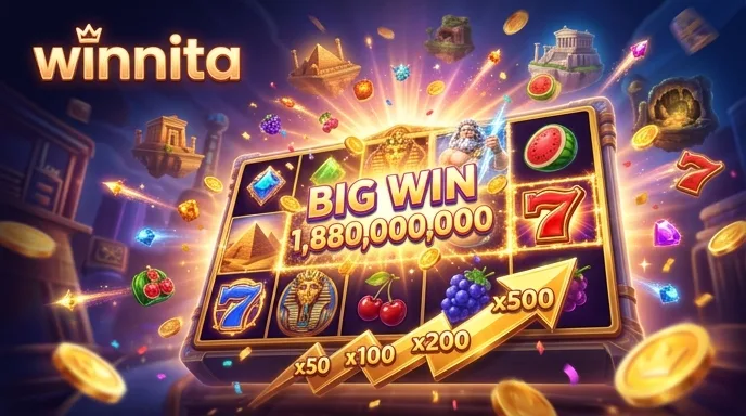 Curva di Aviator su schermo di Winnita con moltiplicatore alto e pulsante di cashout
