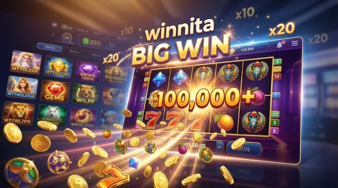 Smartphone che mostra un saldo vincente con pioggia di monete su un'app di casinò online